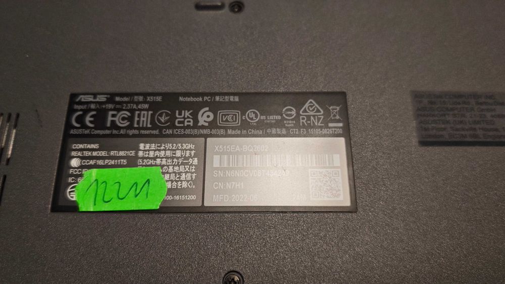 Laptop Asus X515EA I5 1135G7/12GB RAM/256GB SSD/WIN11