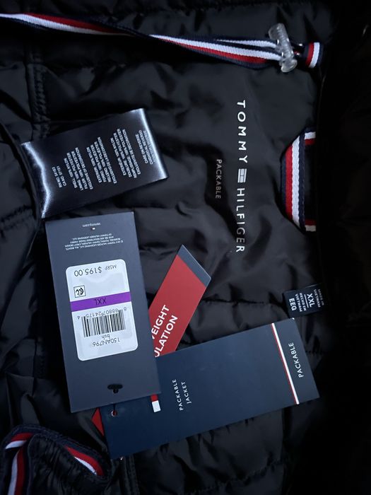 -55%$ XL XXL Tommy Hilfiger черная куртка микропух демисезон вітровка