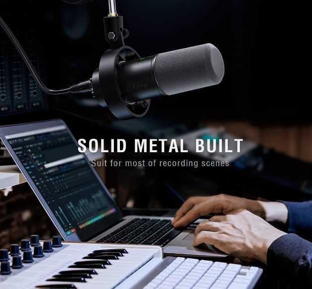 Microfone dinâmico Branco podcast Gaming Fifine XLR K688 USB para PC