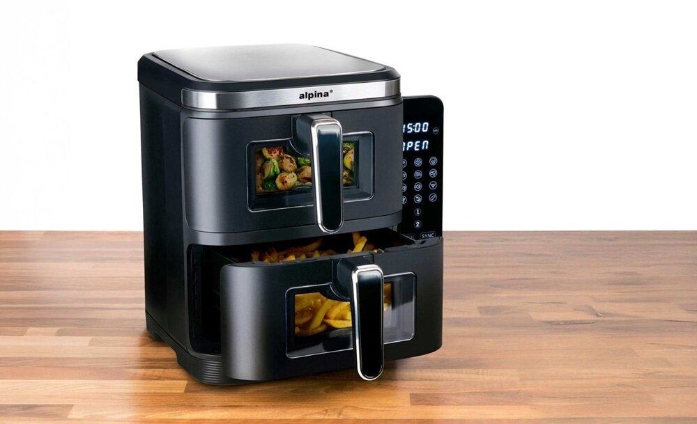 Alpina Airfryer XXL frytkownica podwójna 2800 W Czarna