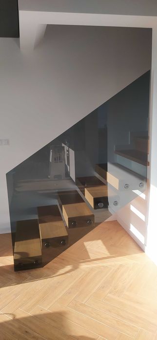 Balustrada na rotulach, cało szklana, nierdzewna