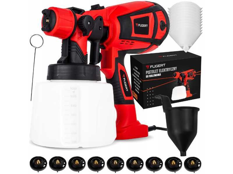 Elektryczny pistolet malarski 750W do ścian farb 9 dysz