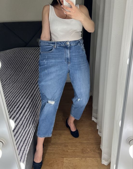 18 розмір джинси мом укорочені mom висока посадка тягнуться