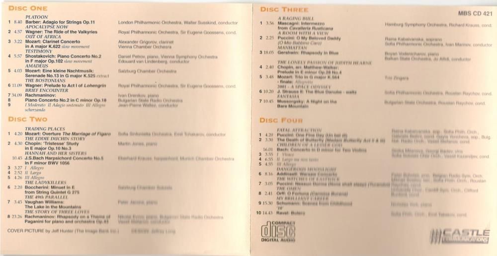 4 CDs Classical Film Themes 2001 – Edição Inglesa - Como Novos!