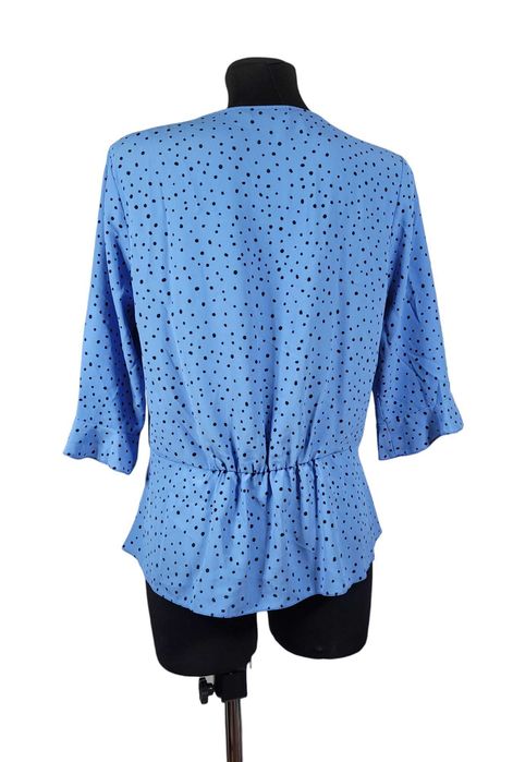Nowa niebieska elegancka bluzka 40,L/42,XL wzór kropki