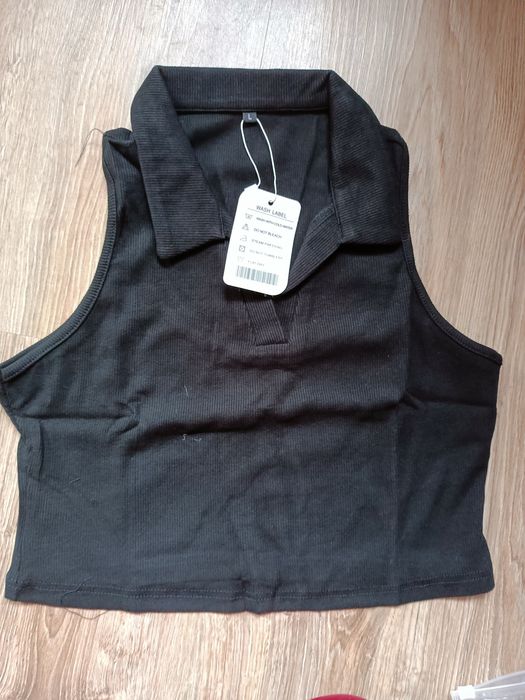 Nowy crop top damski czarny