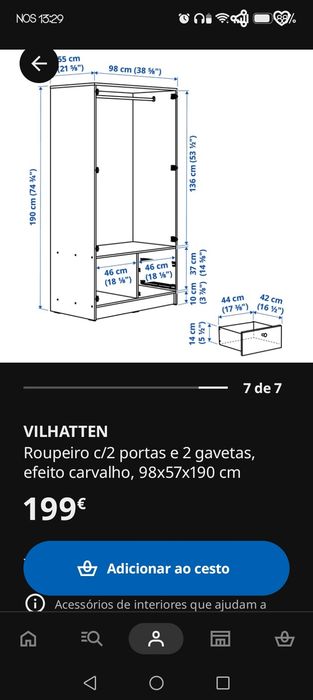 Roupeiro com portas. Pouquíssimo uso.