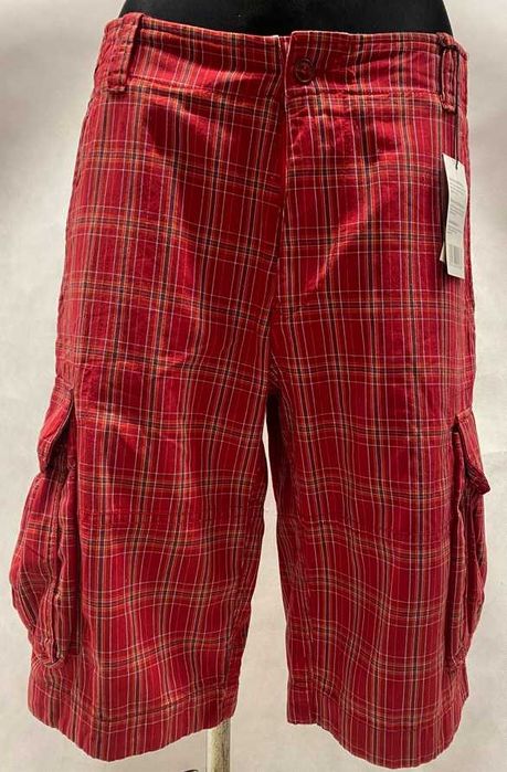 Spodenki męskie bawełniane, czerwone , kratka w roz. M