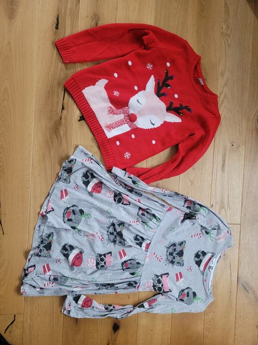 Zestaw sweter i sukienka 134 święta świąteczny