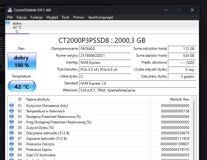 Dysk crucial p3 plus 2tb
