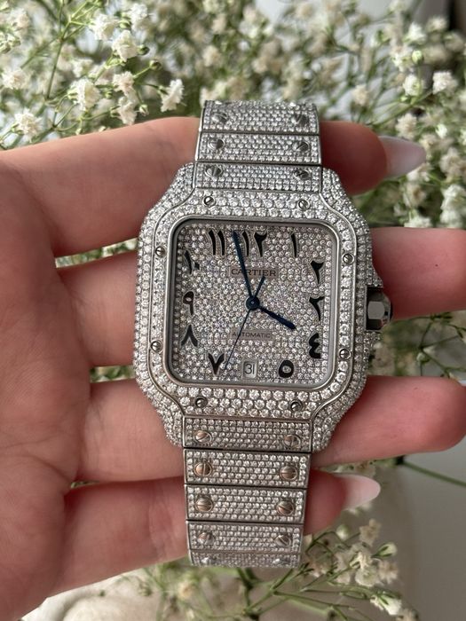 Cartier Santos de Cartier Large „Iced Out” Custom Arabic Dial (2025) L