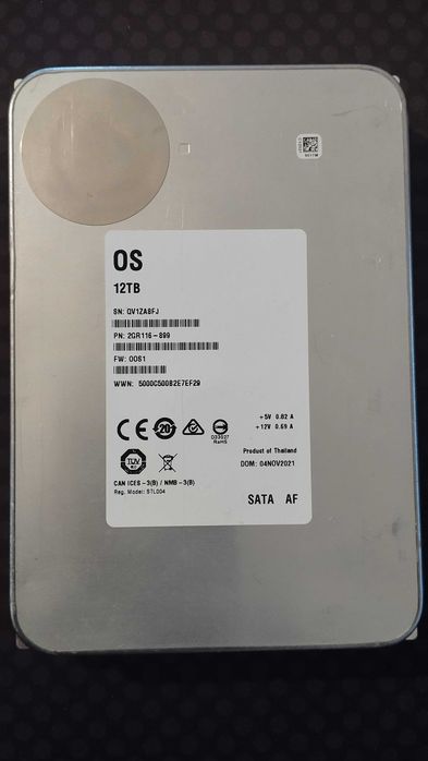 Disco 12TB 3.5" SATA III 7200 RPM – Com Alerta / Setores Realocados (OOS12000G)
