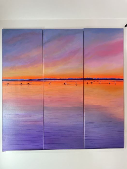 Obraz akrylowy. Zachod slonca z kangorami. 120x120 cm