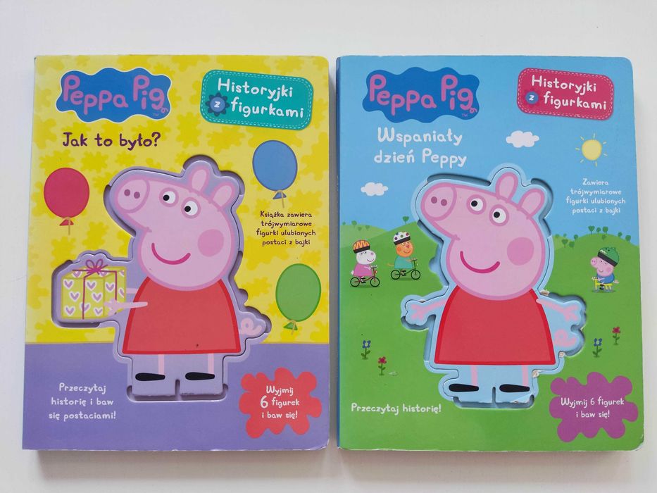 2x Peppa Pig Jak to było Wspaniały dzień Peppy historyjki z figurkami