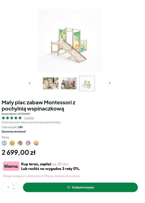 Domowy plac zabaw Montessori wspinaczka