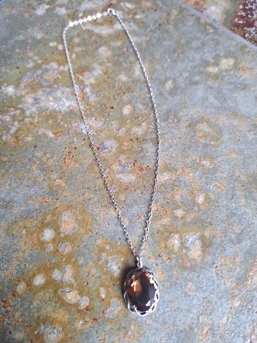 Серебряный винтажный кулон на цепочке