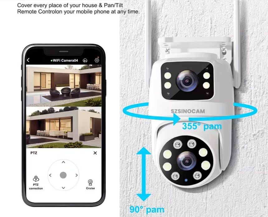 Уличная поворотная IP камера видеонаблюдения WiFi / PTZ 360°
