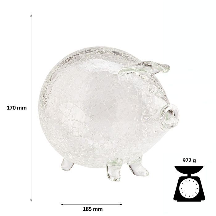 Szklana świnka skarbonka pajęczyna