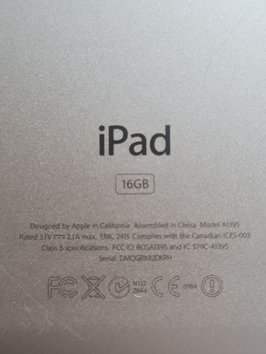 Планшет IPad 2 A1395
Комплект: планшет
500