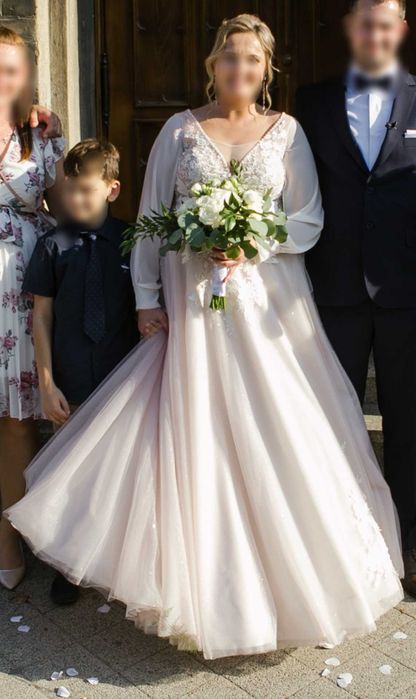 Suknia Ślubna Plus Size pudrowy róż