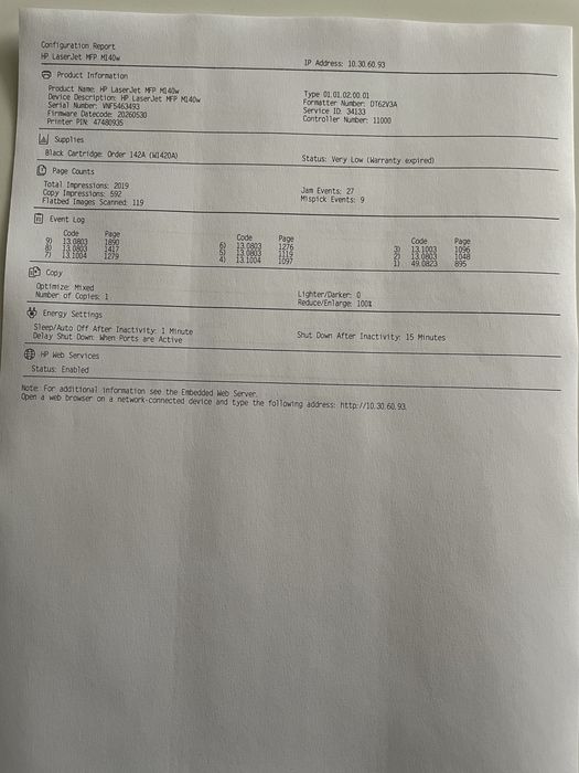 Wifi БФП HP LaserJet MFP M140w принтер / сканер / МФУ