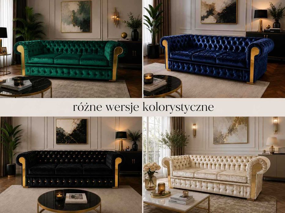 Sofa Chesterfield GLOSS 3-osobowa z funkcją spania