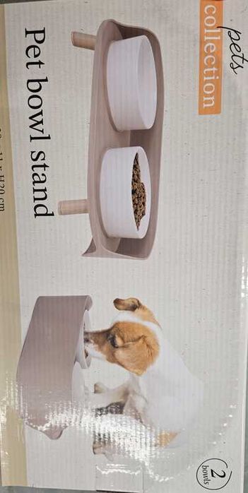 Podwójna miska na nóżkach dla psa kota 38 x 11 x 20 cm