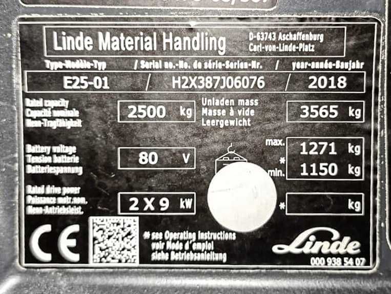 Empilhador Elétrico Linde E25-01 2.500 kg | Usado