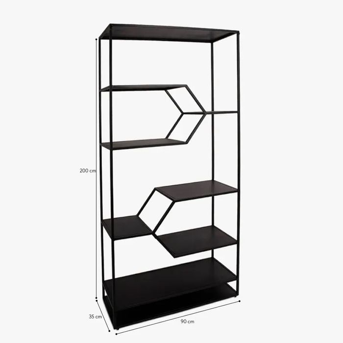 Estante metal preto 90x35x180 cm