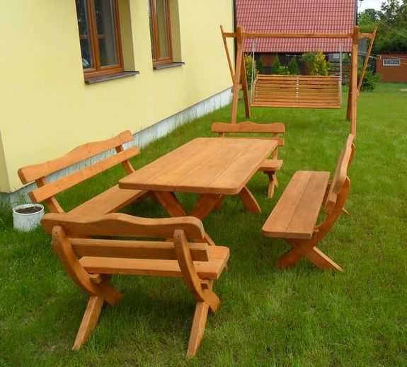 Meble ogrodowe stół 2 ławki deski 5 cm wiosenna cena malowanie dostawa
