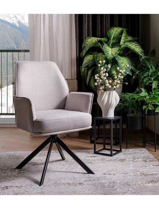 Krzesło obrotowe tapicerowane beżowe HUGO nowe