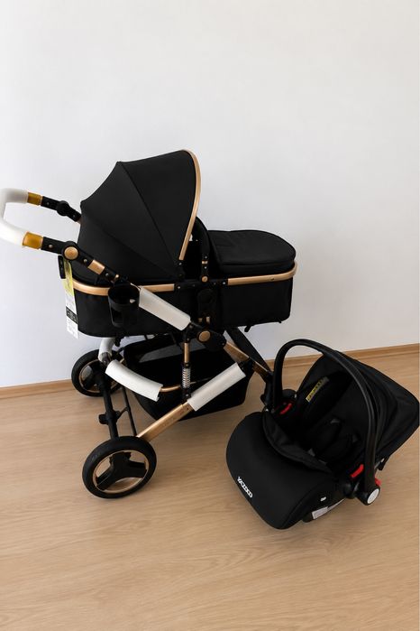 Carrinho de bebé 3 em 1 - Preto