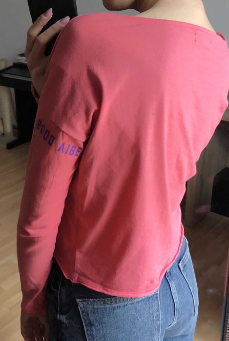 Koszulka z długim rękawem z nadrukiem, longsleeve różowy Reserved