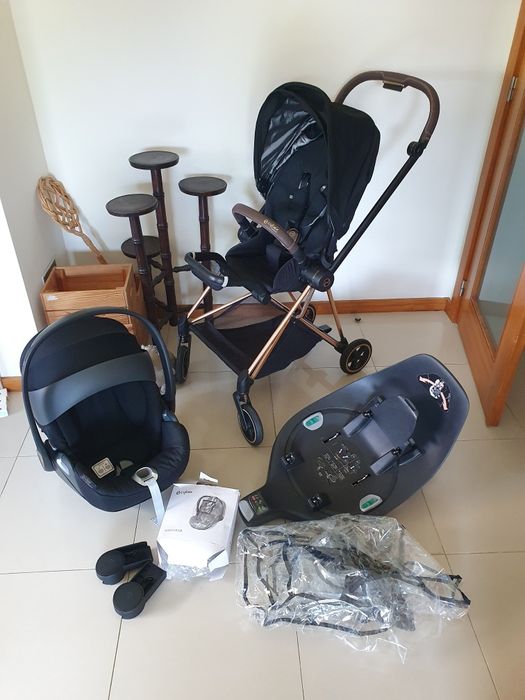 Carrinho Cybex Mios Rose gold + ovo/babycoque Cloud Z platinum + base Cloud Z (Isofix)