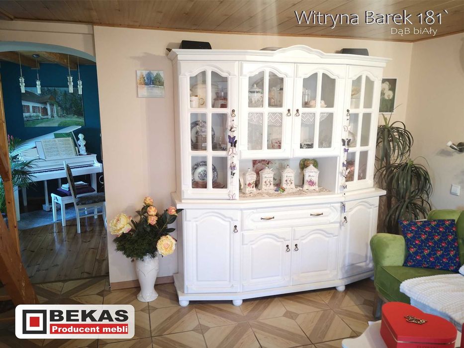 Witryna Barek 151` Stylowy Kredens Prowansalski Blat Dąb BEKAS Producent
