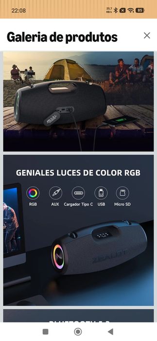 Coluna bluetooth zealot