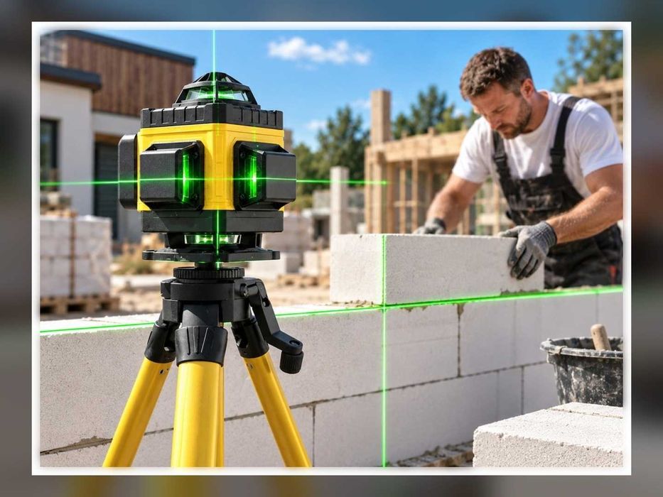 Nowa Poziomica Laserowa 4D 16 Linii Zielona 45 M Statyw Pilot Etui