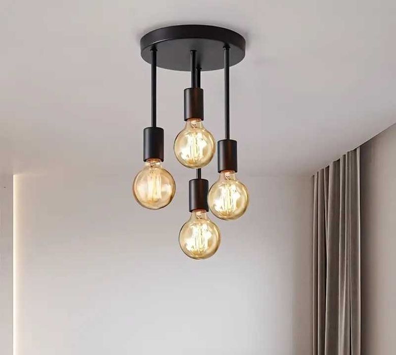 Czarna lampa sufitowa na 4 Żarówki