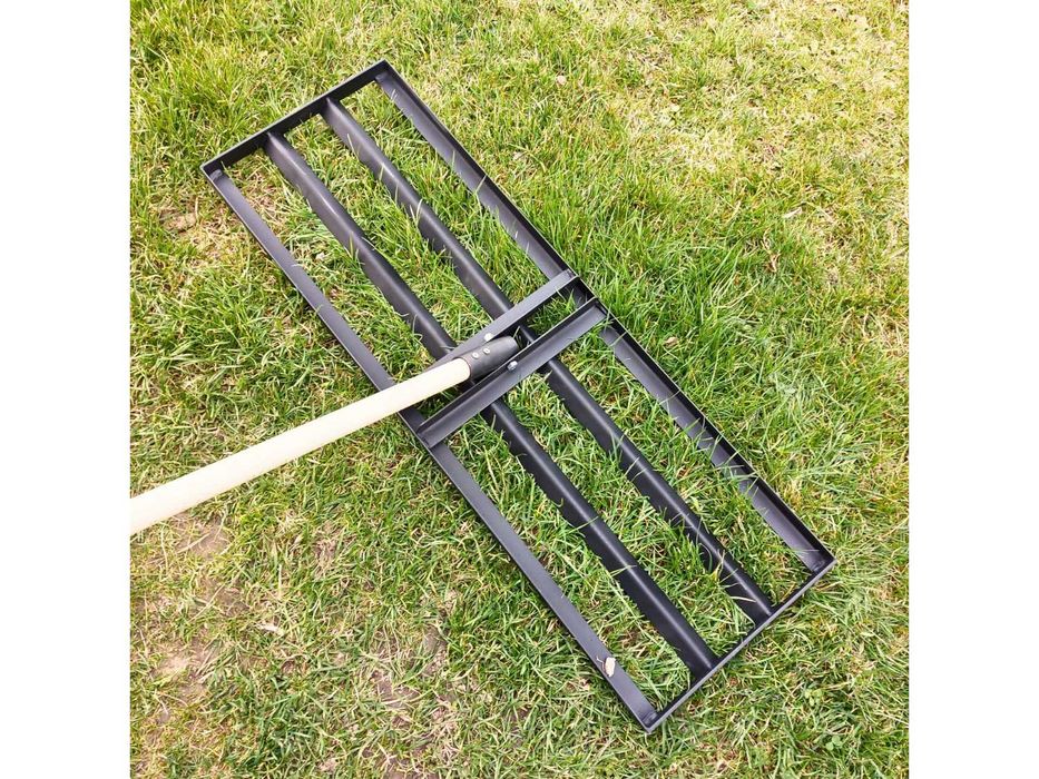 Ręczny Niwelator Terenu Równiarka Do Trawnika Mocny 90cm Grabie Do Ogrodu