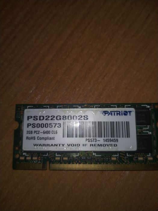 Оперативна пам’ять Patriot PSD22G8002S DDR2 2GB 800 MHz SO-DIMM