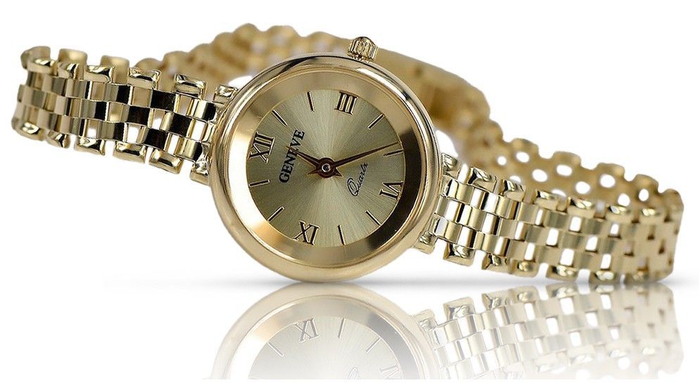 Prześliczny 14k 585 złoty damski zegarek Geneve lw026y Katowice biżute