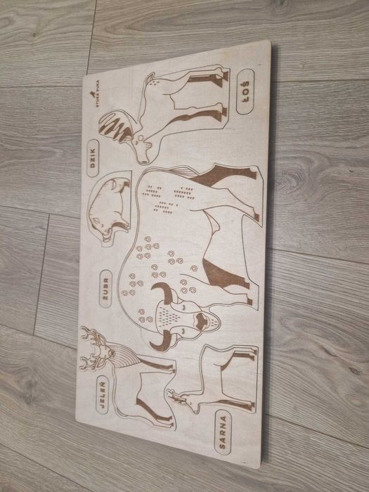 Puzzle drewniane zwierzęta i ich młode