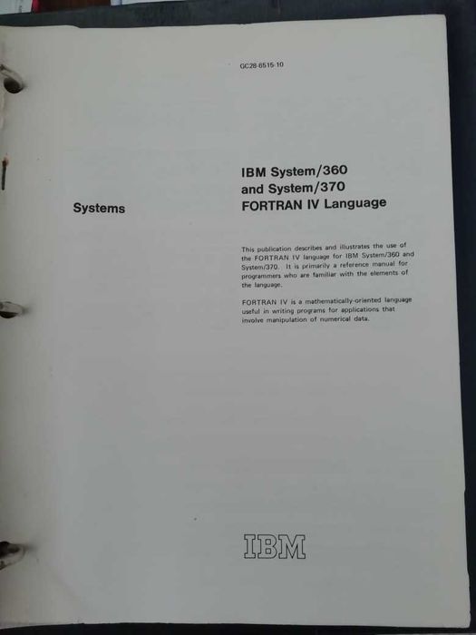 Manual IBM da linguagem FORTRAN IV e PL1