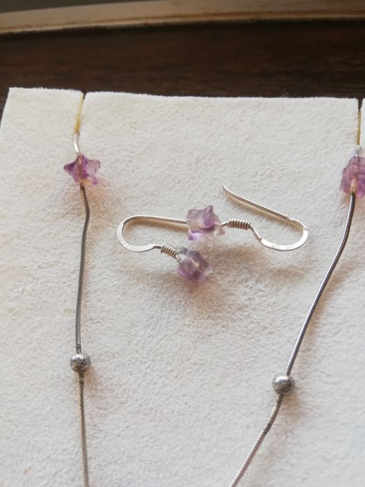 Conjunto colar e brincos de prata 925