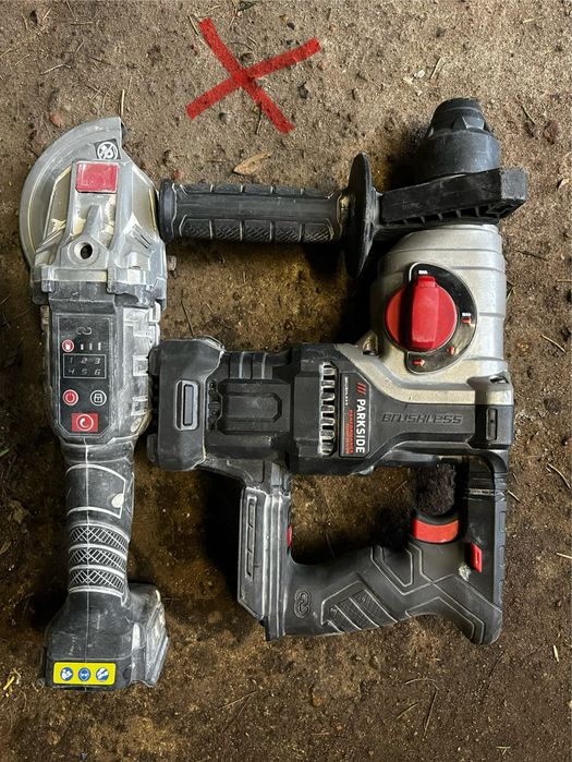 Parkside 2 x mlotowiertarka, 3 baterie, szlifierka. Sprawne i uszkodzo