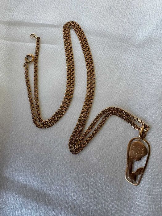 Conjunto Corrente e Pendente Santa – Ouro 19.2K (Ouro Português)