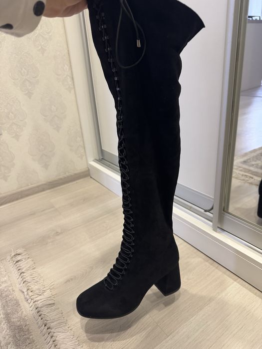 Замшеві чоботи ботфорти