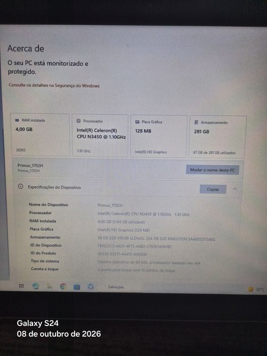 Mini PC / All-in-One Primux Táctil 17.3" (4GB RAM / 281GB SSD)
