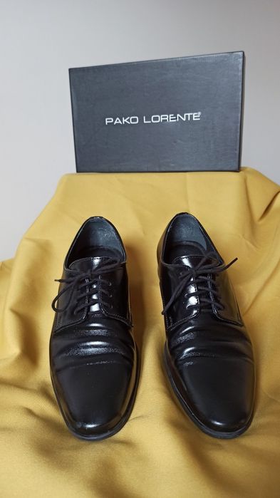Pako lorente czarne buty eleganckie męskie wizytowe półbuty pantofle