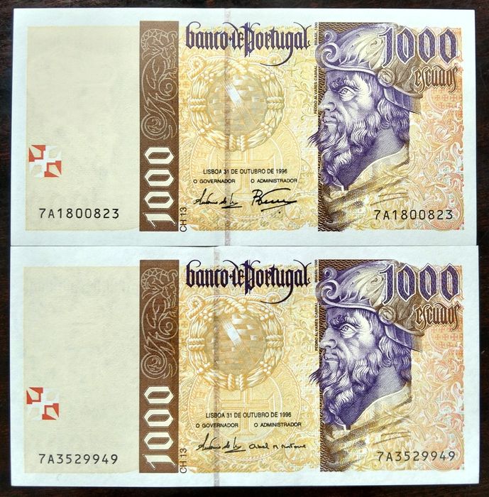 Lote 9 Notas 1000$ Pedro Álvares Cabral Estado Novas UNCs